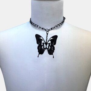 Leather Butterfly Necklace by Chenet L'rence